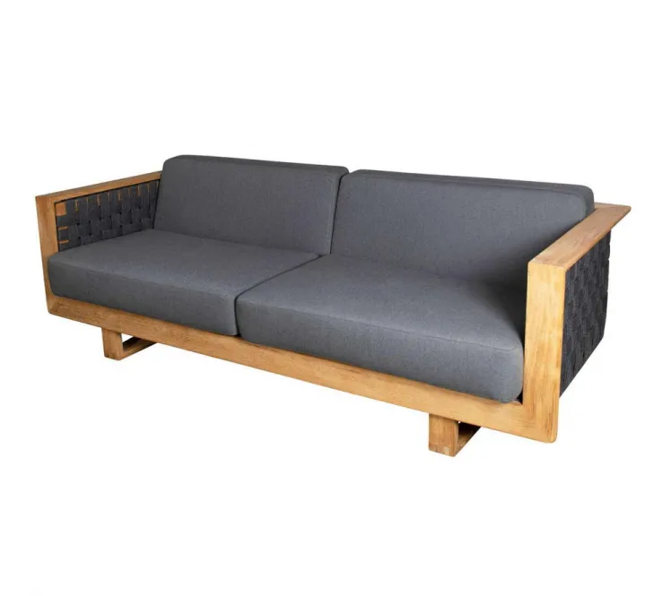 Gartenbank 3er Loungesofa Cane-line Angle Teak Rattan Couch mit Kissen